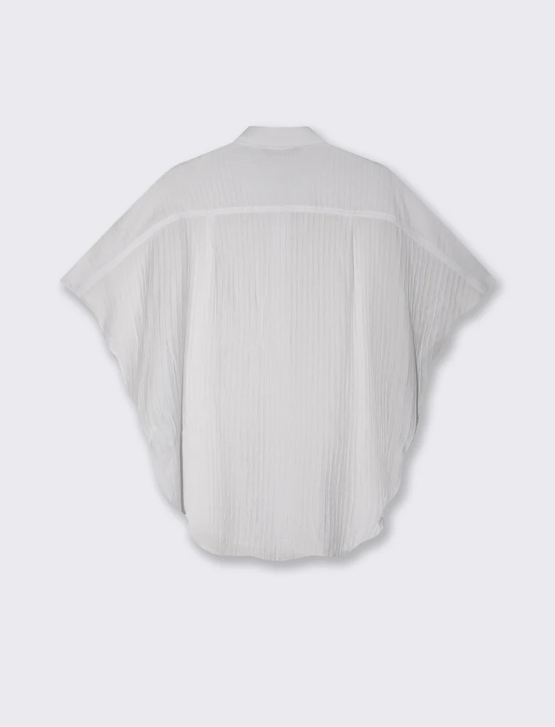 Camicia Kimono Smanicata con Pieghine - Bianco