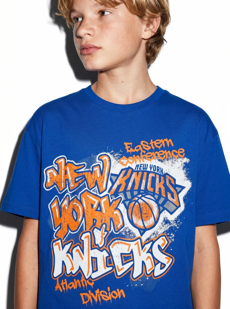T-Shirt NBA in Cotone per Giovani Fan - Blu cobalto