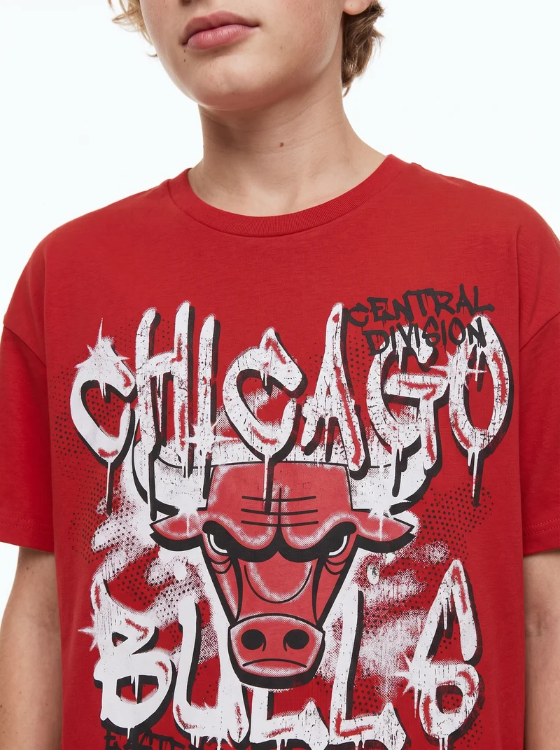 T-Shirt NBA in Cotone per Giovani Fan - Rosso