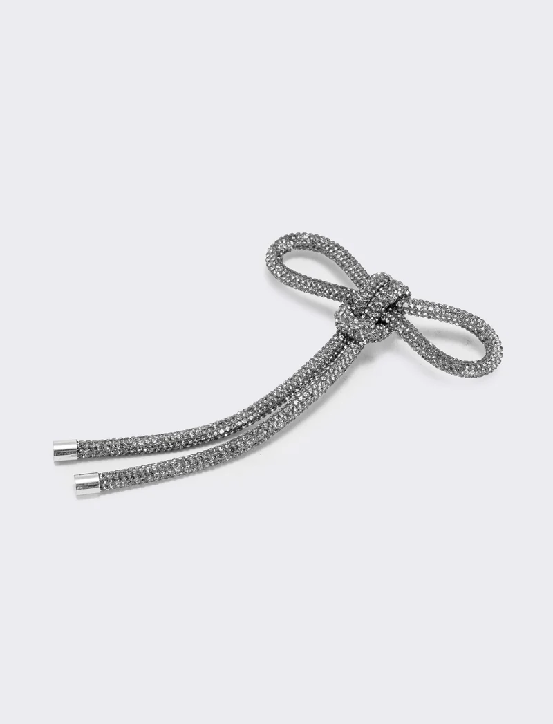 Spilla tubolare con strass eleganti - Argento