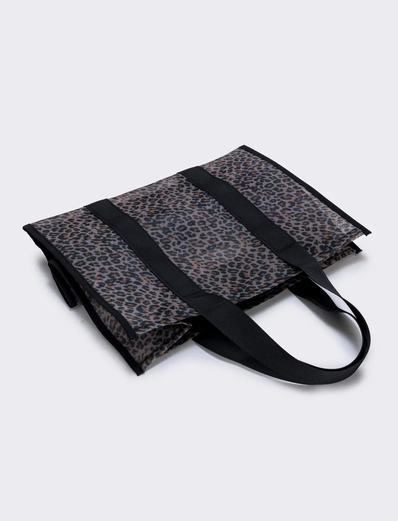 Borsa tote in rete con manici in nylon - Leopardato