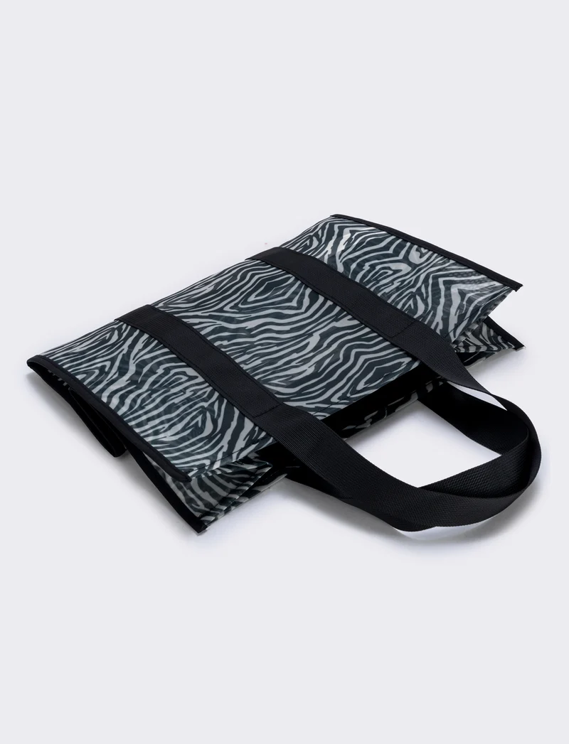 Borsa tote in rete con manici in nylon - Zebrato