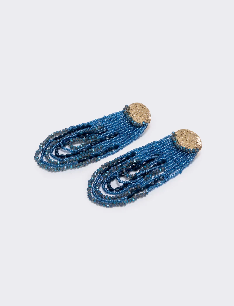 Orecchini lunghi in conteria elegante - Blu