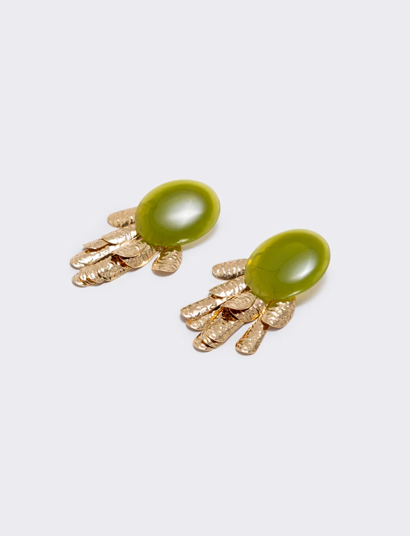Orecchini bottone e pendenti in pietra - Verde