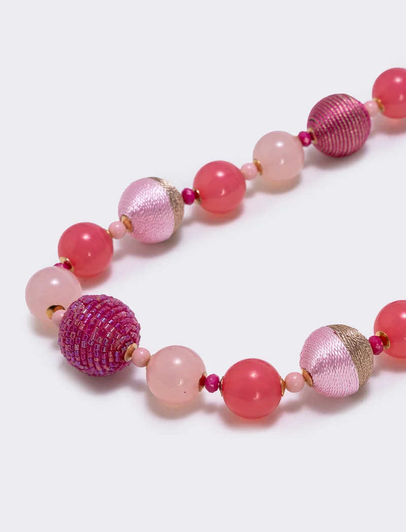 Collana a sfere in conteria elegante - Fuxia