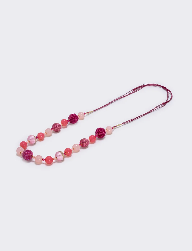 Collana a sfere in conteria elegante - Fuxia