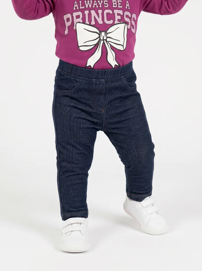 Leggings in cotone elasticizzato con tasche - DENIM SCURO