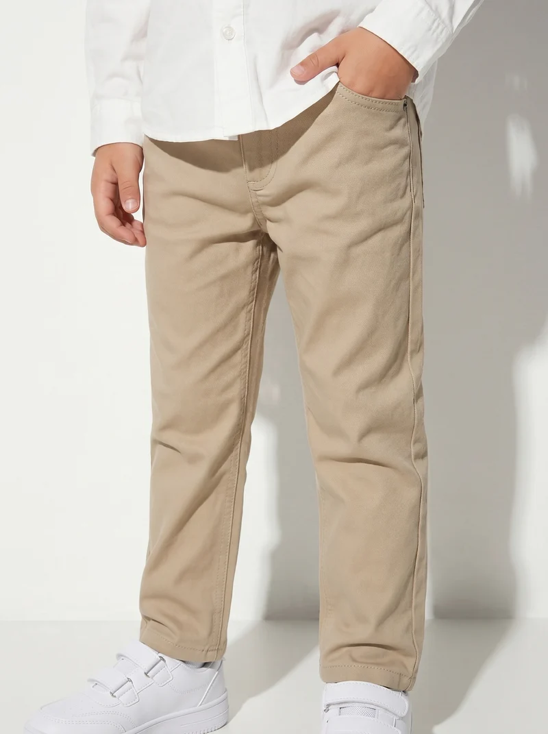 Pantaloni cinque tasche in misto cotone - Beige