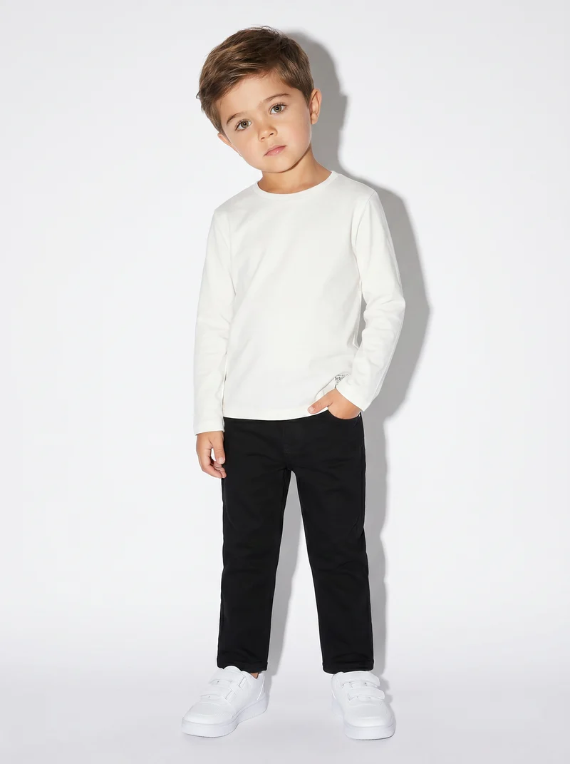 Pantaloni cinque tasche in misto cotone - Nero