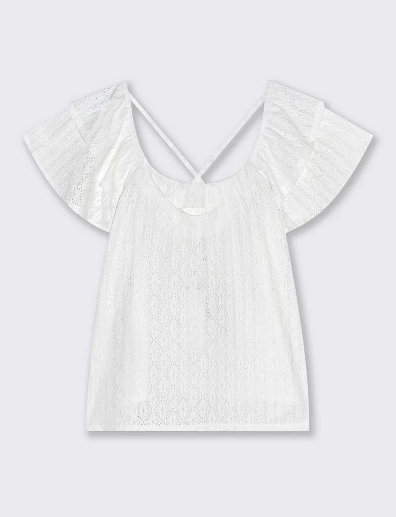 T-Shirt Raglan con Laccetti Retro - Bianco