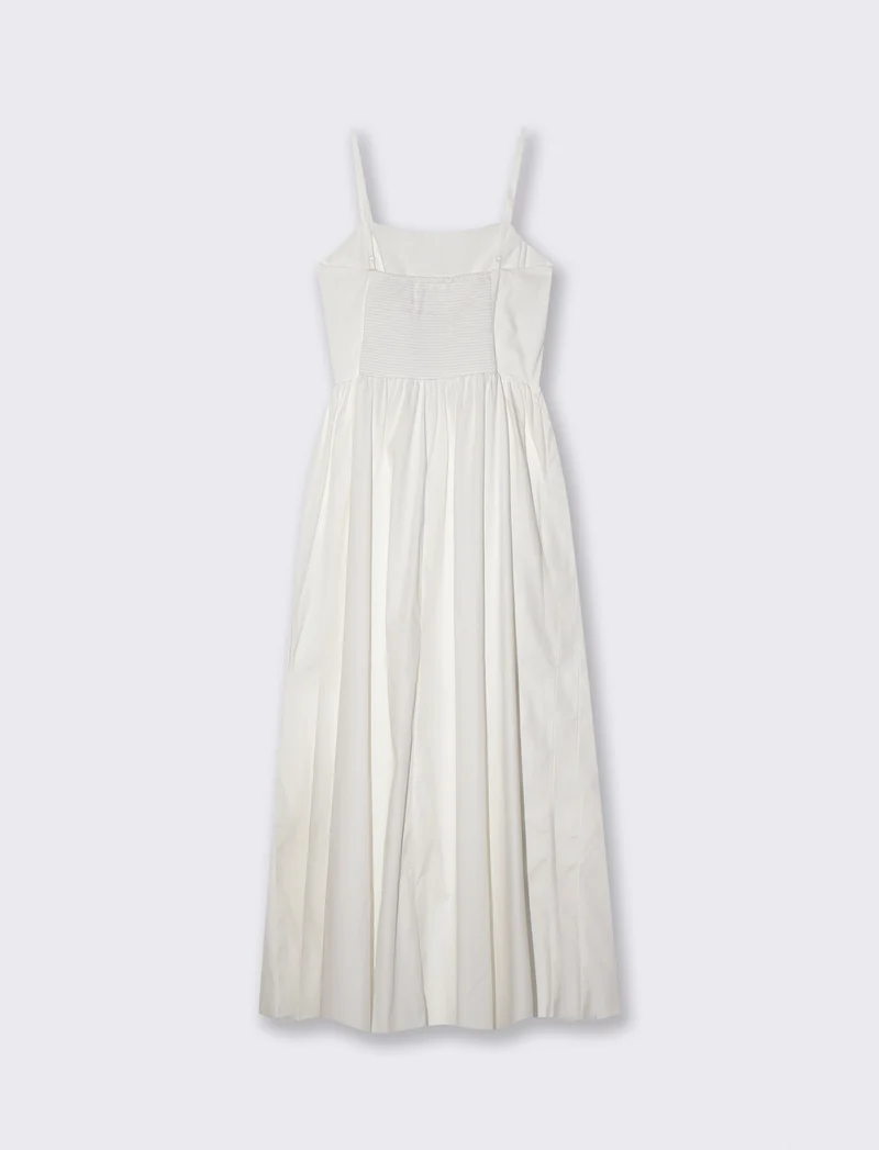 Vestito lungo in cotone con bretelle - Bianco