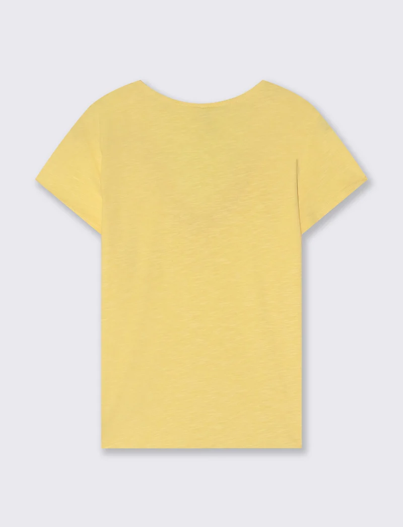 T-Shirt con Passamaneria Scollo V - Giallo