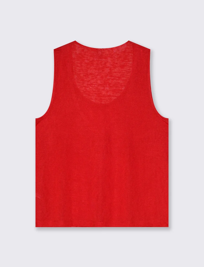 Top Scollo a V con Inserto Svasato - Corallo