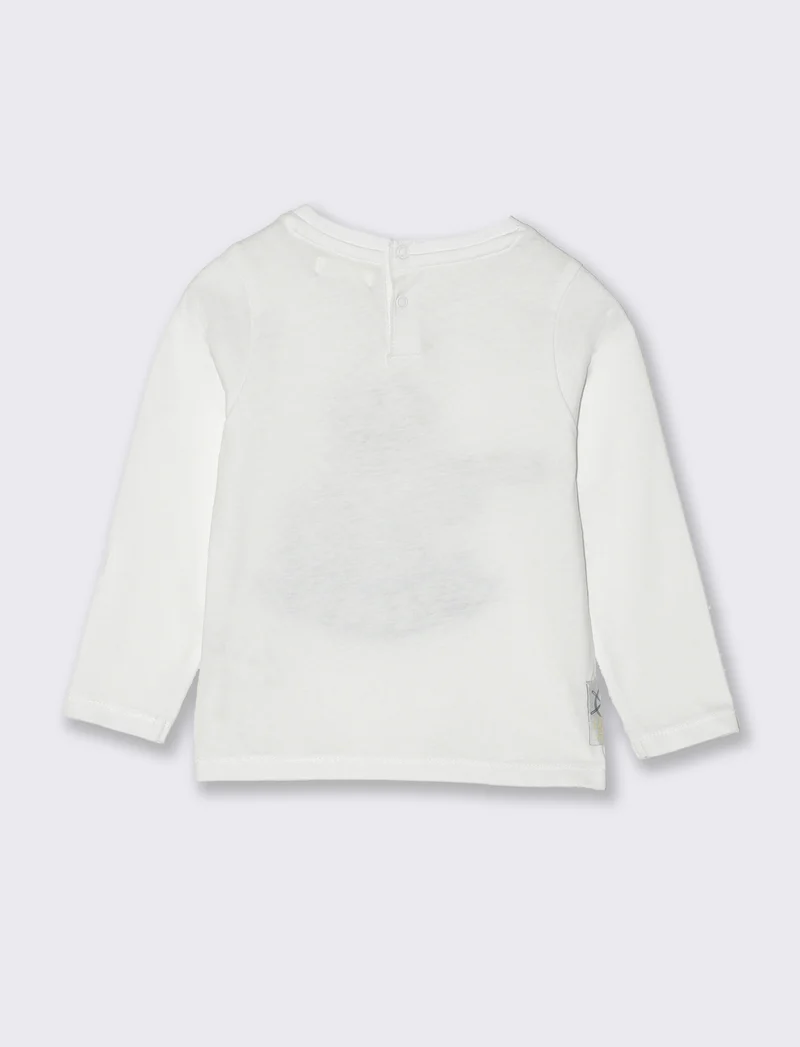 T-shirt con stampa e applicazioni da neonato - Bianco