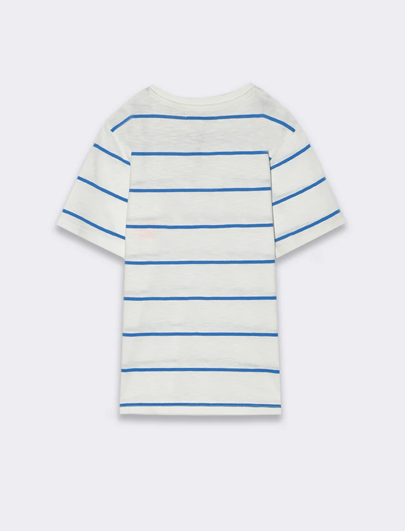 T-shirt rogato blu da bambino - Righe