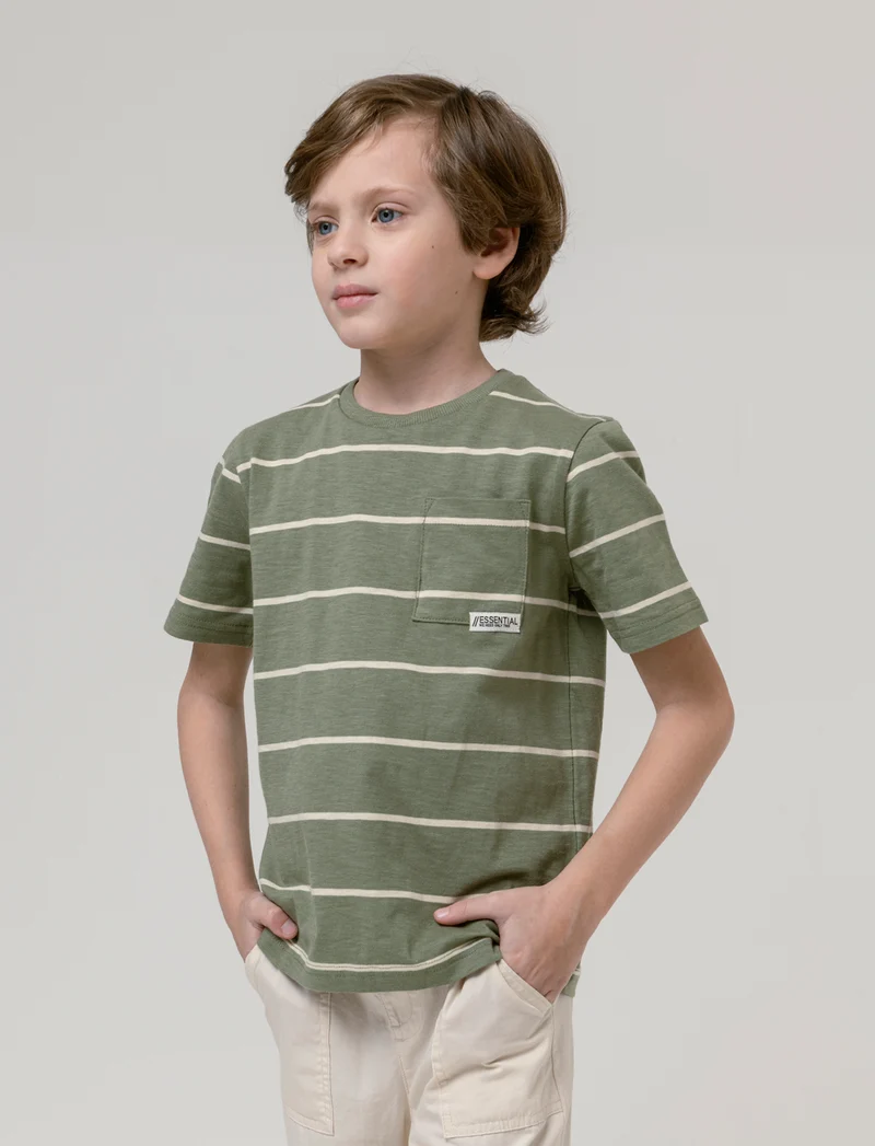 T-shirt rigato verde da bambino - Verde