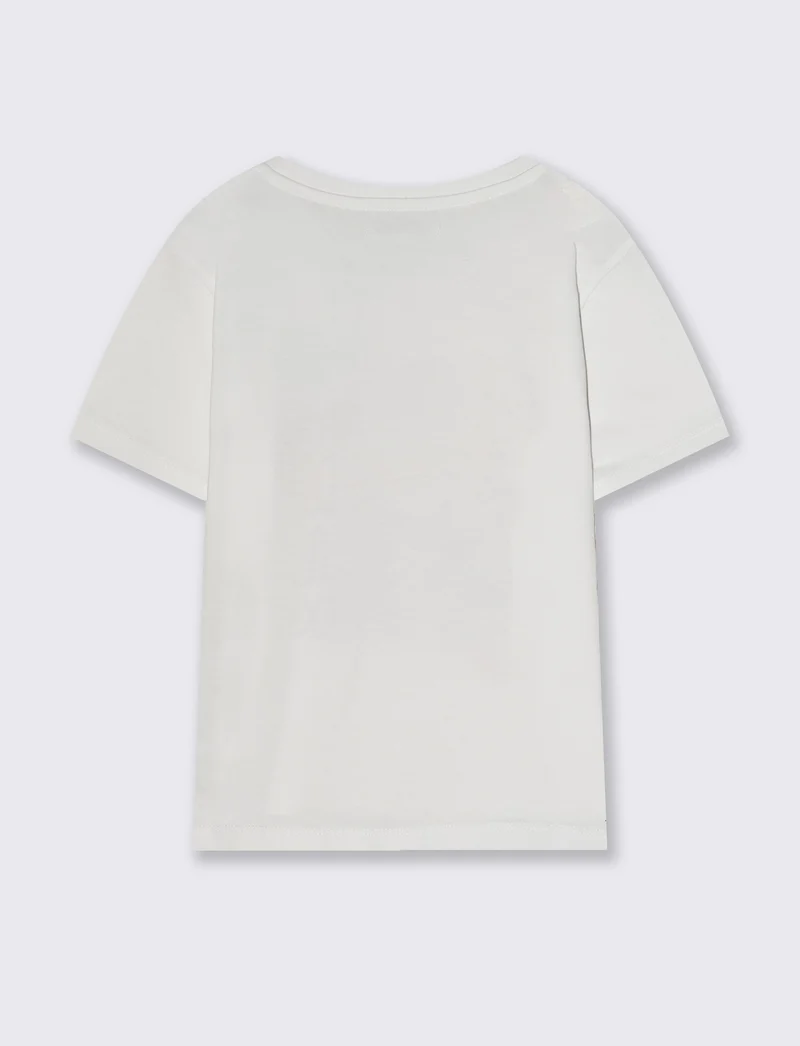 T-shirt bambina con stampa e spacchetti - Bianco