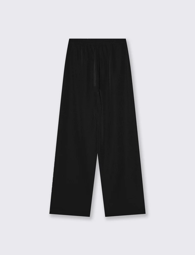 Pantalone largo con coulisse in vita - Nero