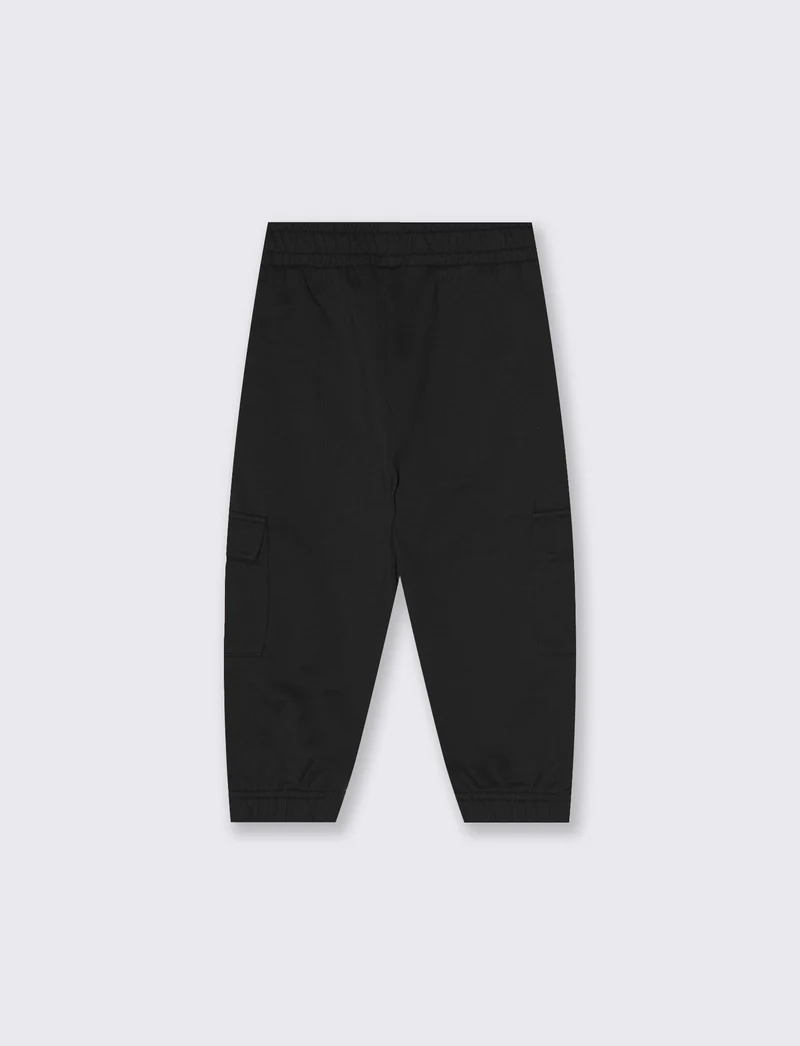 Pantaloni in cotone con tasconi e laccio - Nero