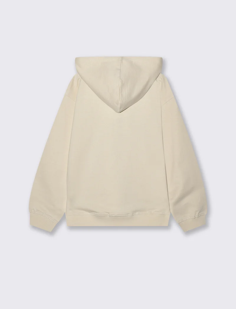 Felpa con cappuccio in cotone morbido - Beige