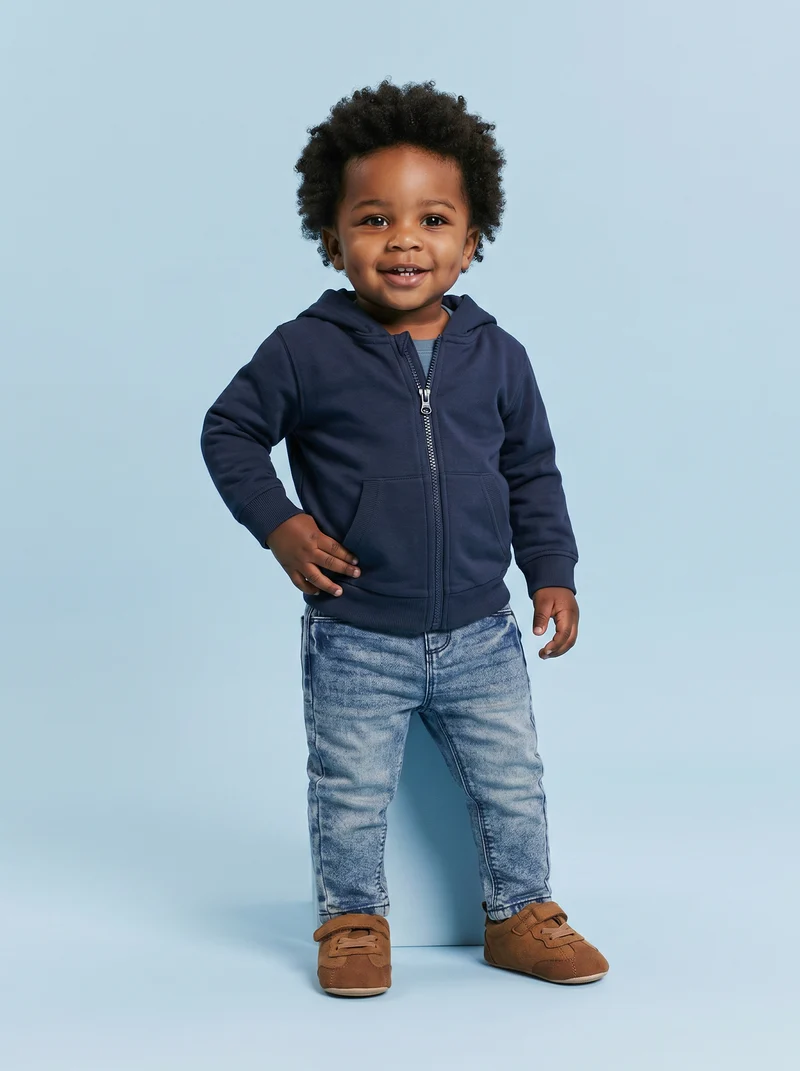Jeans straight in denim elastico rotti - Denim chiaro