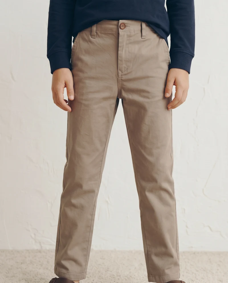 Pantaloni in misto cotone con tasche - Beige