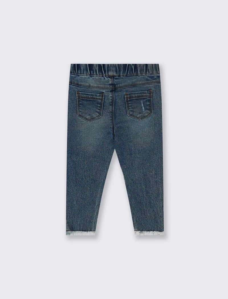 Jeans slim con elastico e tasche finte - Denim