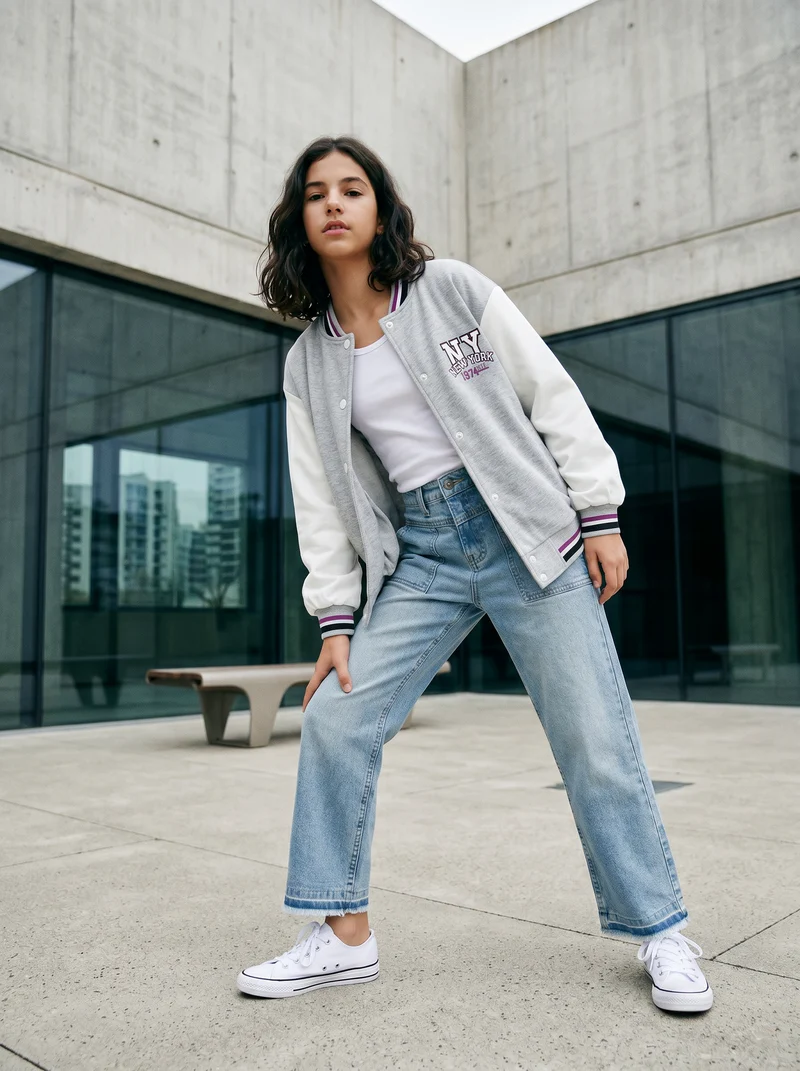 Denim culotte a gamba larga sfrangiato - Denim chiaro
