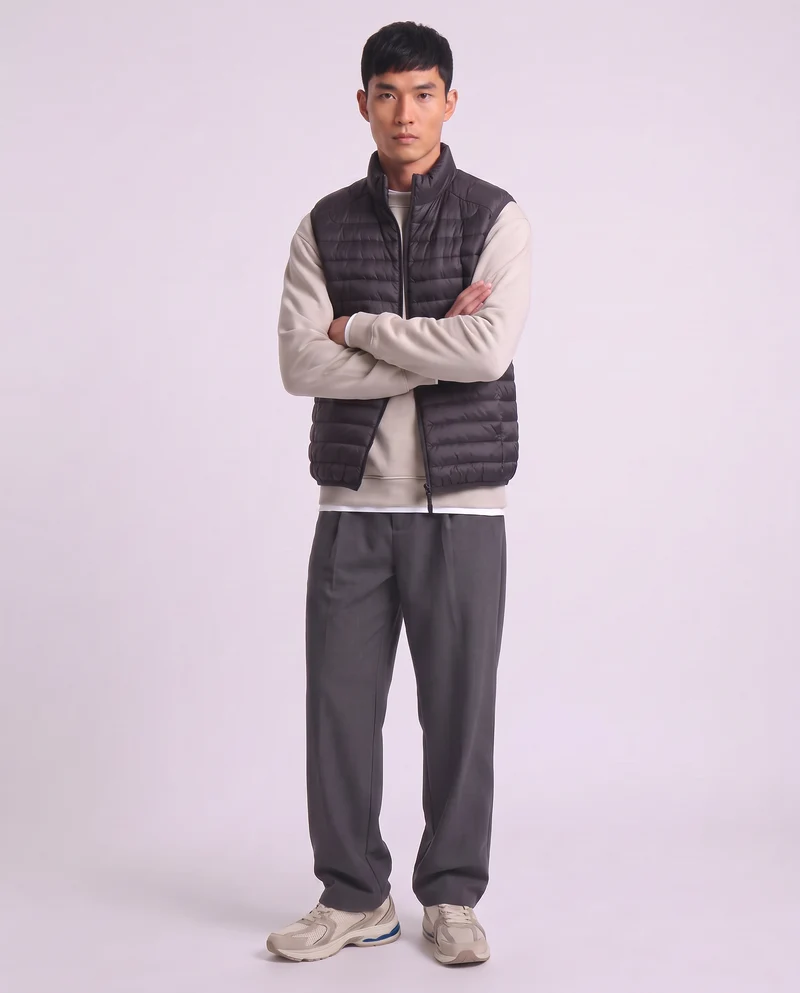 Giubbotto gilet piumino imbottito con cerniera - Nero