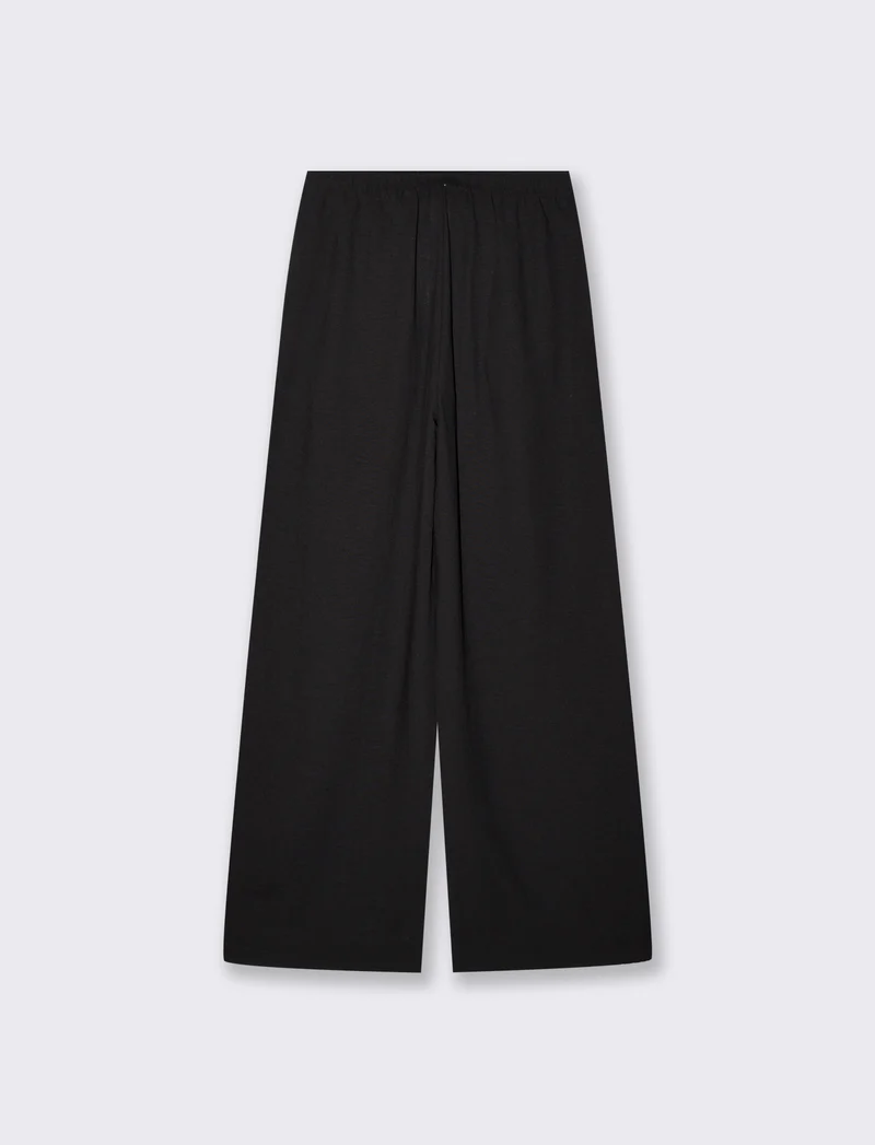 Pantalone Dritto Morbido con Coulisse - Nero