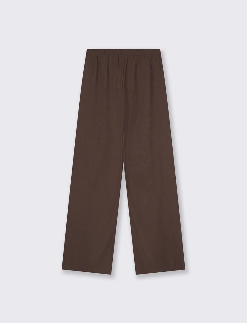 Pantalone Dritto Morbido con Coulisse - Moro
