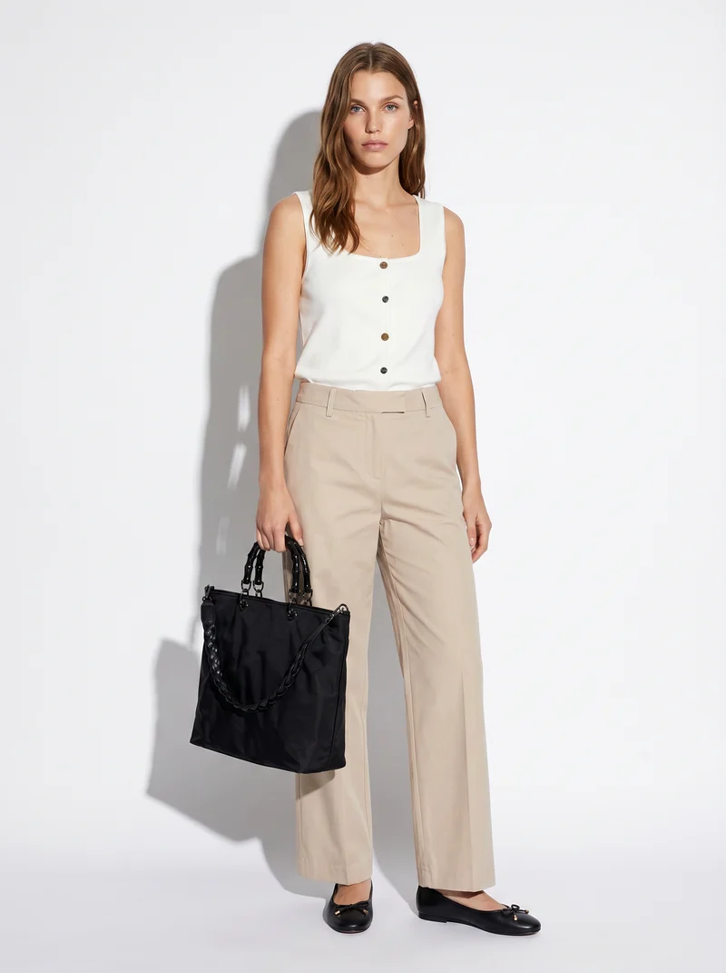 Pantalone Dritto Elegante - Beige grano