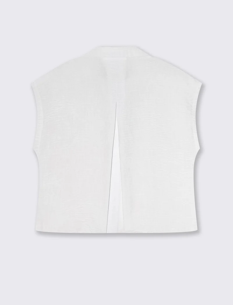 Camicia Manica Corta con Piega - Bianco