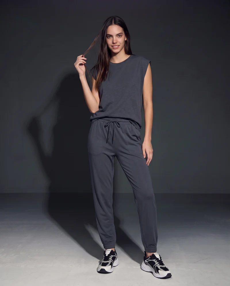 T-Shirt Manica T e Collo Tondo - Grigio piombo