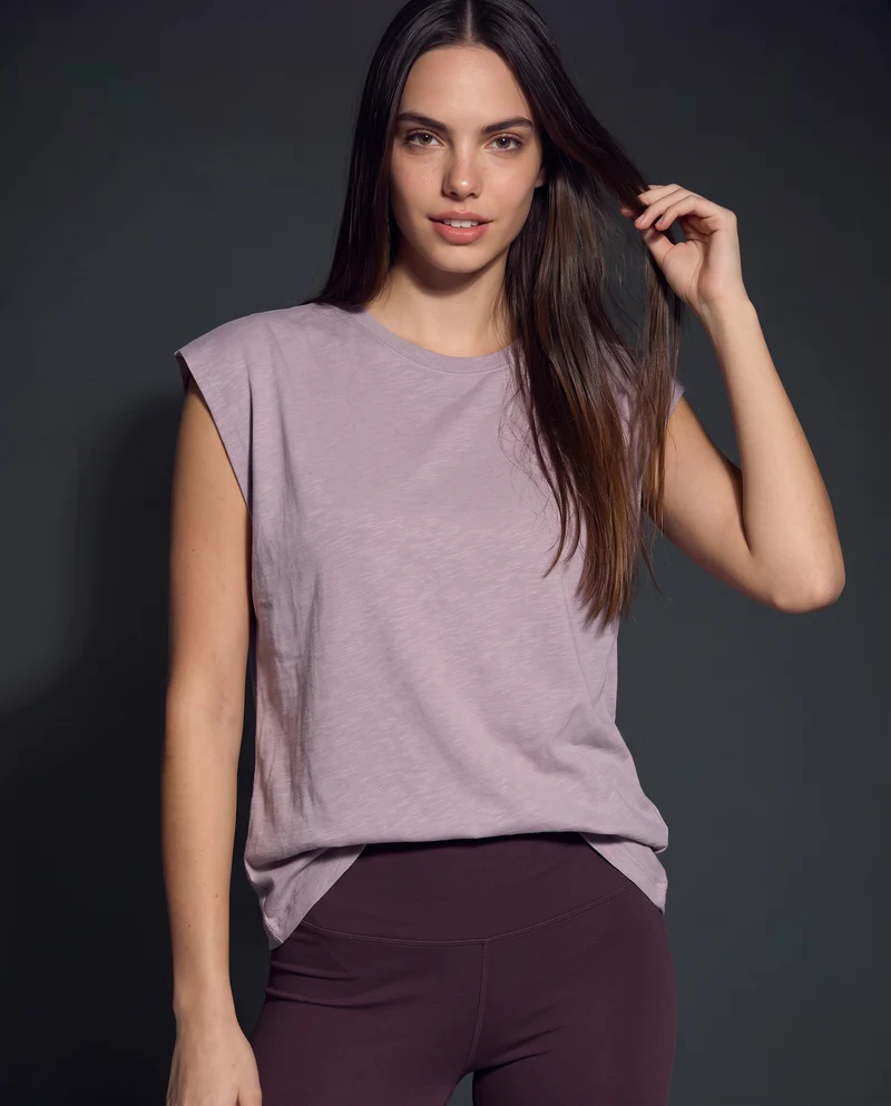 T-Shirt Manica T e Collo Tondo - Viola glicine