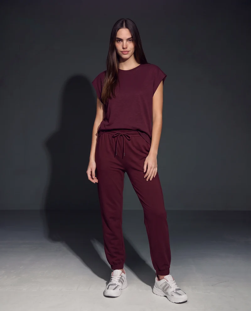 T-Shirt Manica T e Collo Tondo - Viola prugna