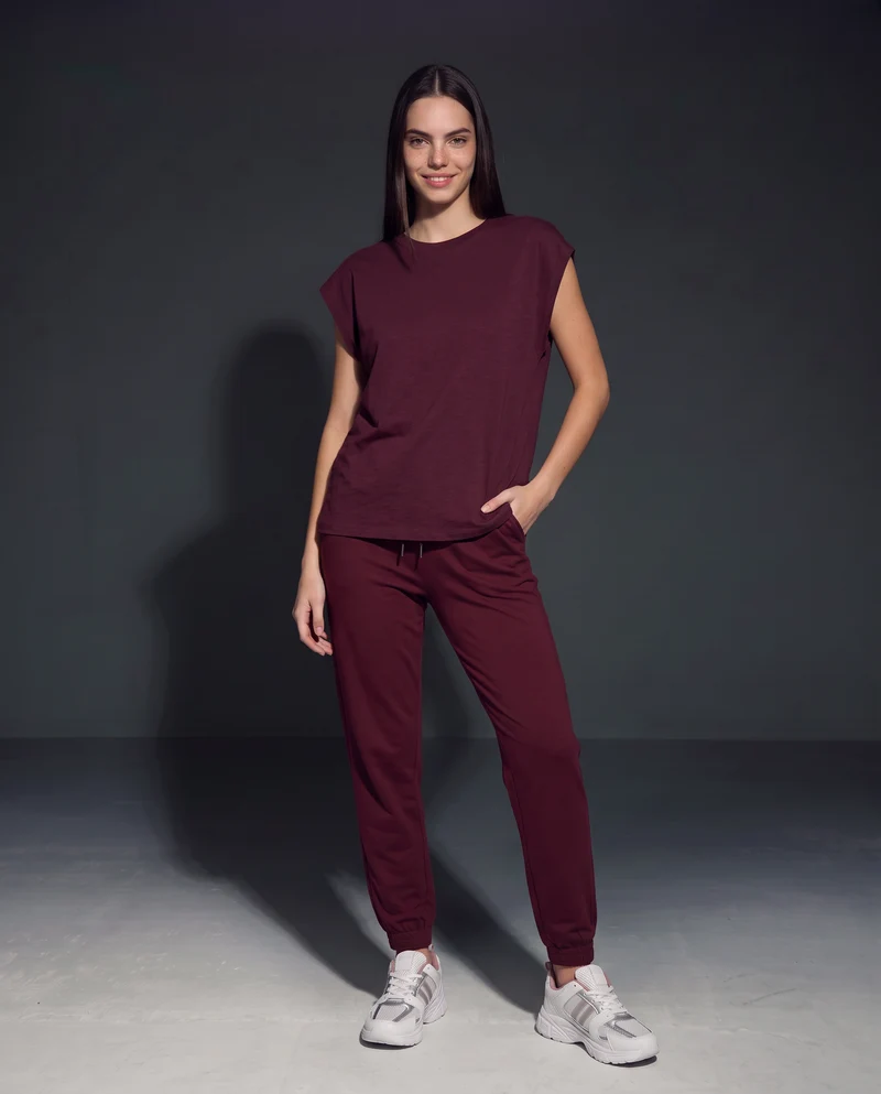 T-Shirt Manica T e Collo Tondo - Viola prugna