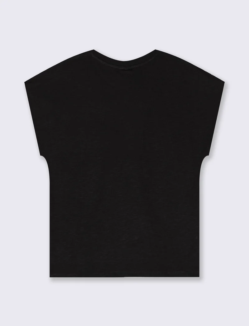 T-Shirt Manica T e Collo Tondo - Nero