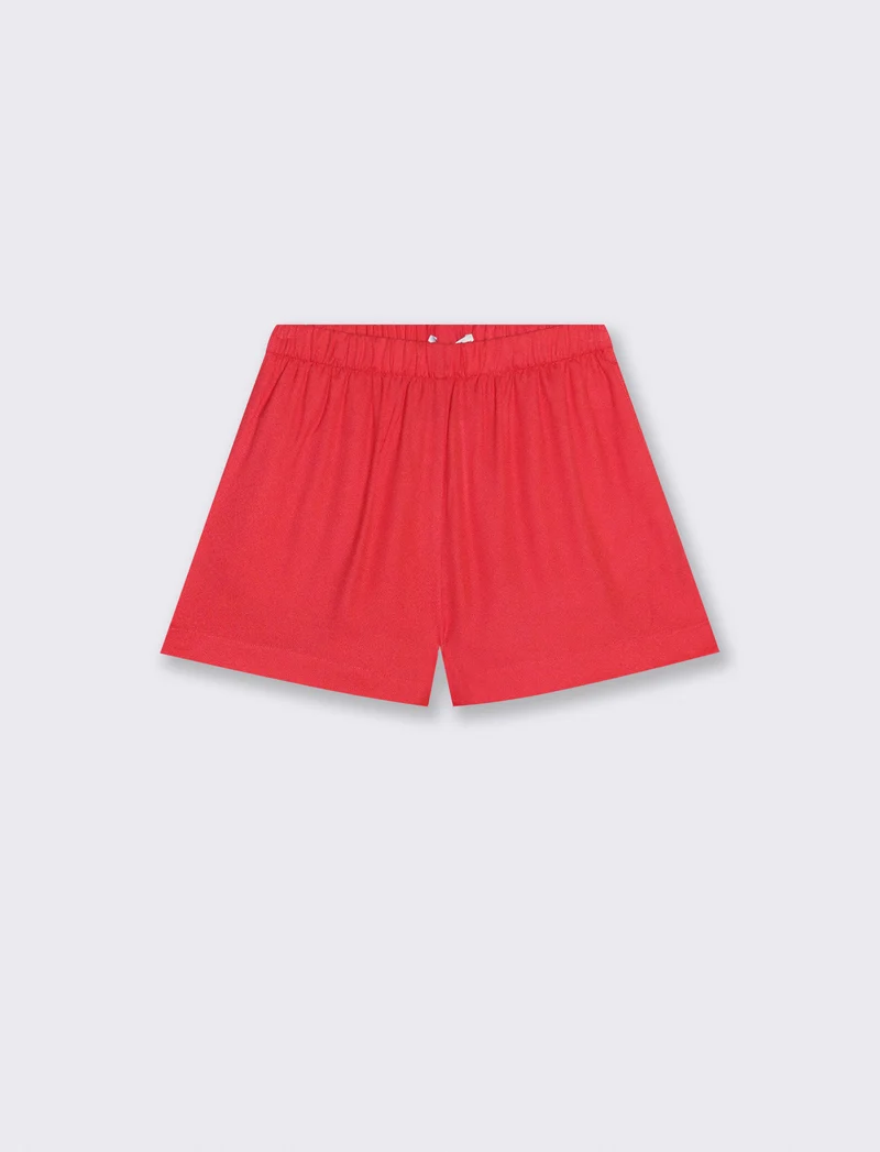 Shorts con elastico arricciato in vita - Corallo