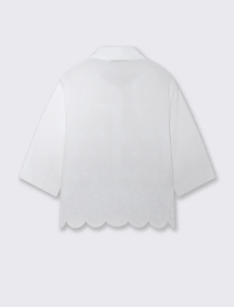 Camicia in Cotone a Manica Tre Quarti - Bianco