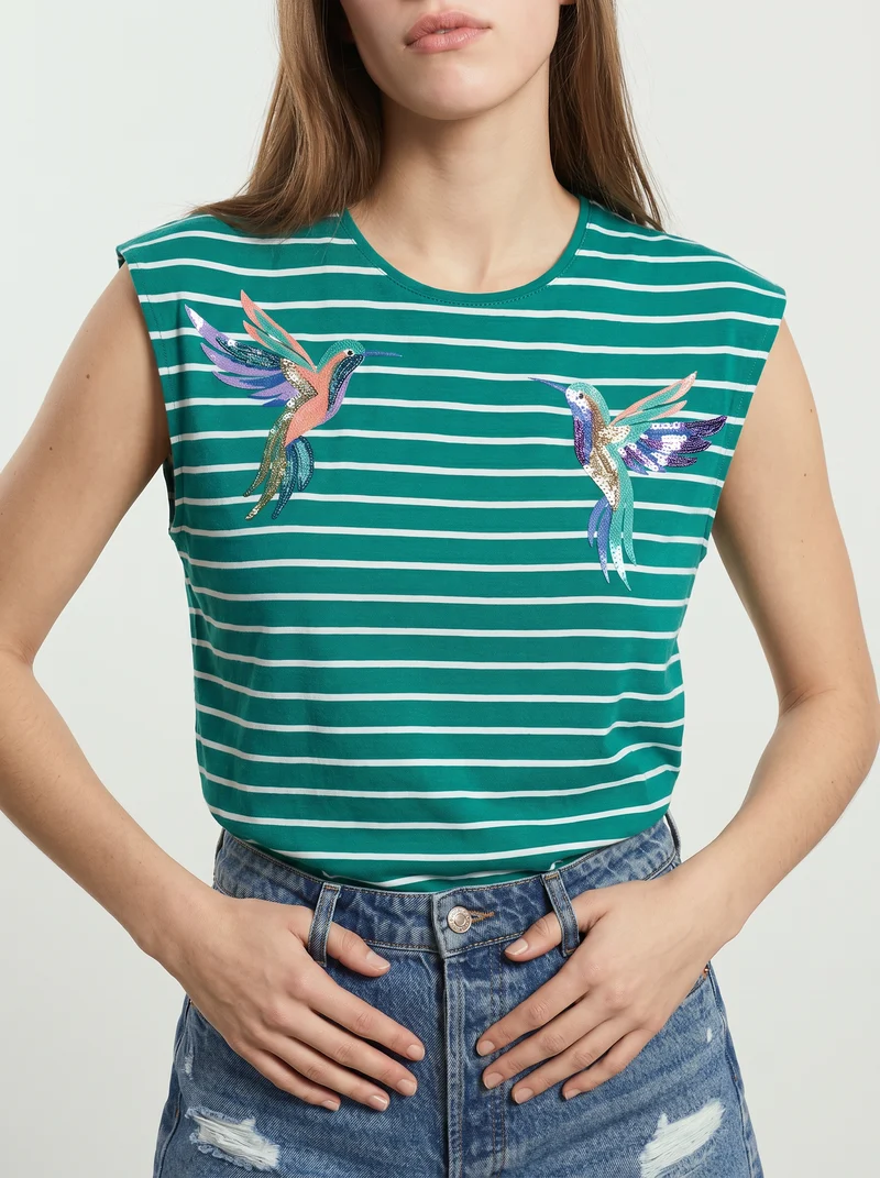 T-Shirt Cotone con Applicazioni - var 3