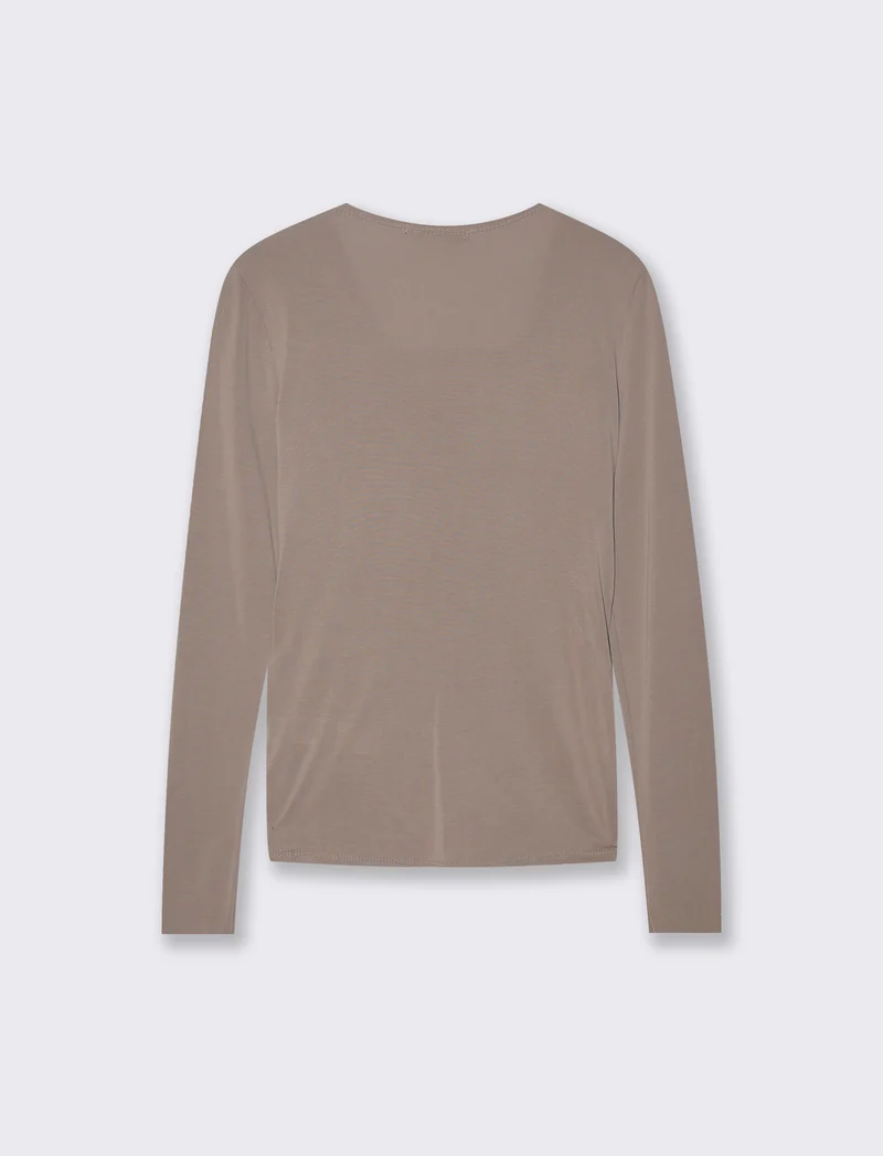 Tshirt con dettagli in pizzo - Grigio fango