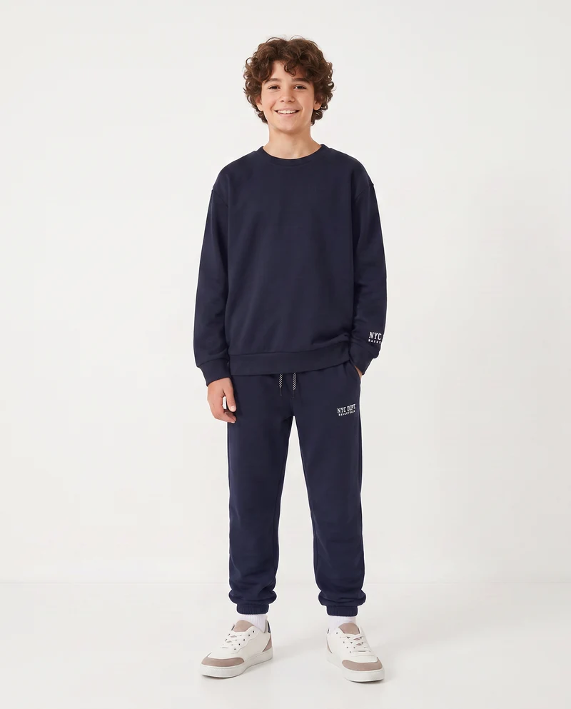 Jogger in felpa con coulisse e patch - Blu