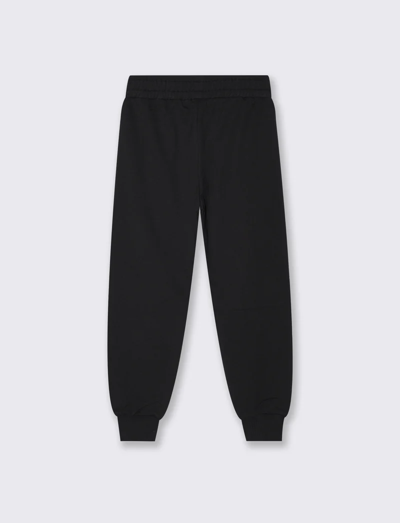 Jogger in felpa di cotone con elastico - Nero