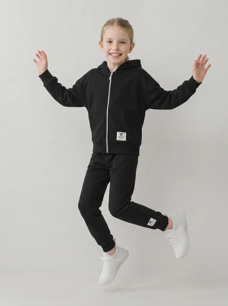 Jogger in felpa di cotone con elastico - Nero