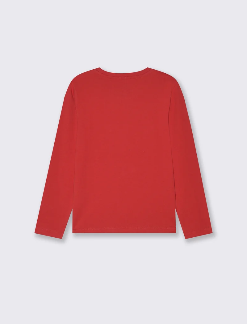 Maglietta manica lunga in stile college - Rosso