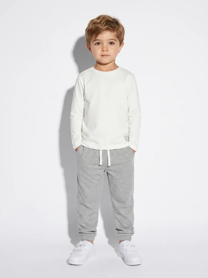 Joggers Comfort in Cotone Elasticizzato - Grigio mel.