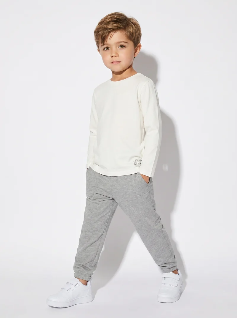 Joggers Comfort in Cotone Elasticizzato - Grigio mel.