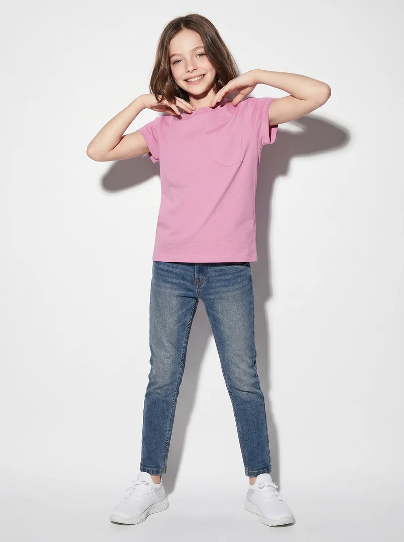 T-shirt manica corta bambina con taschino - Rosa