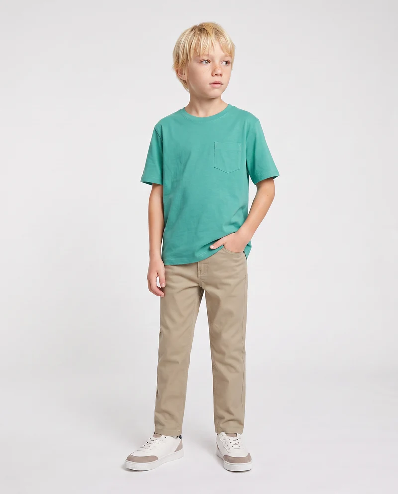 T-shirt girocollo con taschino versatile - Verde